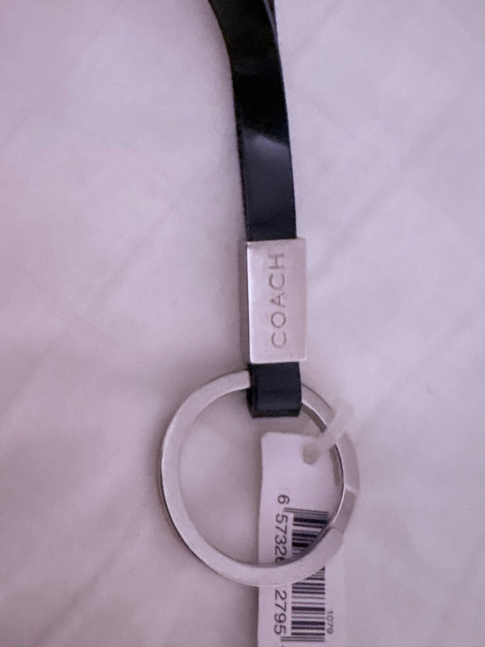 COACH Black Leather Strap Key Ring